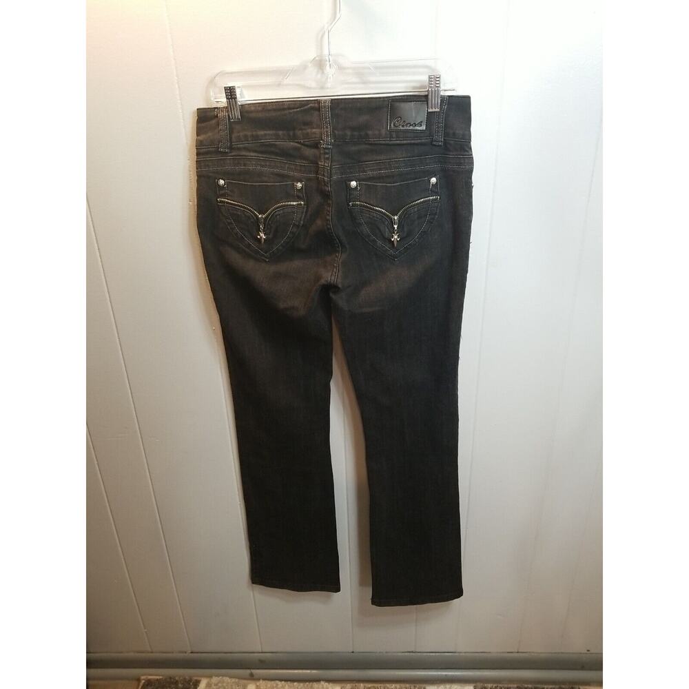 Clash Jeans Women's Black Low Rise Straight Leg Bling Pocket Jeans‎ Size 11